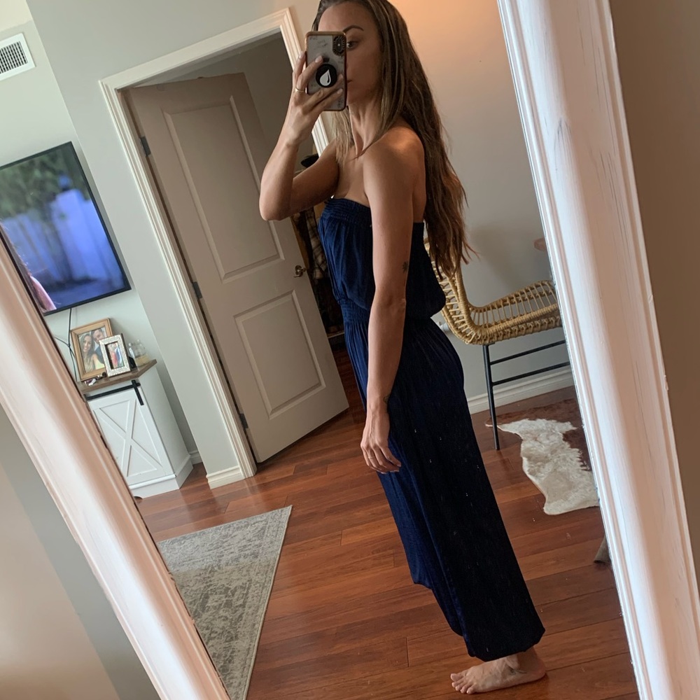 XS • Navy Blue Strapless Romper • H&M